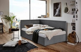 Rohová posteľ Travis ľavá120x200, šedá látka