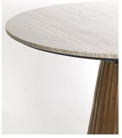 Okrúhly jedálenský stôl v bronzovej a prírodnej farbe s doskou v dekore mramoru ø 100 cm Rianne – Light &amp; Living