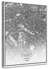 Obraz na plátně Mapa města Paříž - 70x100 cm