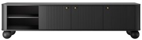 TV stolík Vespera 3D 187 cm - čierna / zlatá / čierne nohy