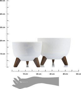 PLASTOVÝ KVETINÁČ ROSA LINEA ECO SADA 2KS 15X24,3 CM+18,3X29,2 CM BIELA