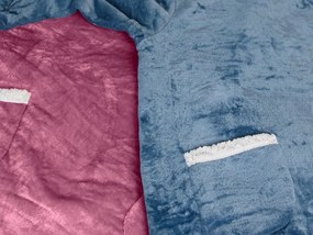 Baránková mikinová deka s rukávmi a kapucňou LAVENDR, vínová