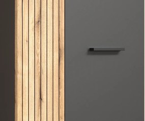 Predsieňová šatníková skriňa s policami Esteban, antracit/dub evoke