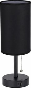 Brilagi - Stolná lampa s USB portom TABLON 1xE27/25W/230V čierna