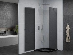 Mexen Pretoria, sprchovací kút 70 (dvere) x 70 (stena) cm, 6mm šedé sklo, chrómový profil + čierna sprchová vanička, 852-070-070-01-40-4070