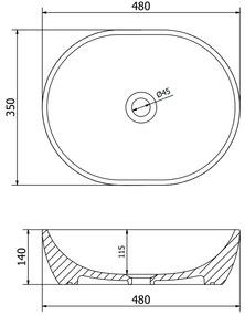Mexen Viki, umývadlo na dosku 48x35x14 cm, svetlá zelená matná, 21054848