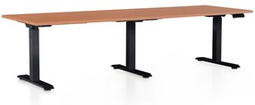 Výškovo nastaviteľný stôl OfficeTech Long, 240 x 80 cm, čierna podnož, čerešňa
