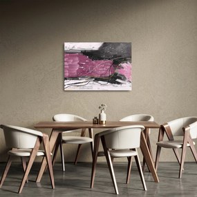 Sklenený obraz - Ružovo-čierna abstrakcia (70x50 cm)