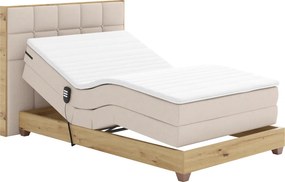 Elektrická polohovacia posteľ, boxspring, béžová/dub artisan, 120x200, TIANA
