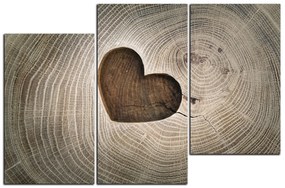 Obraz na plátne - Srdce na drevenom pozadí 1207D (120x80 cm)