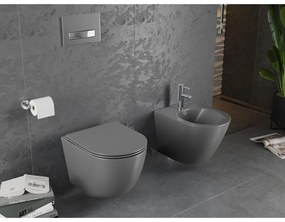 Mexen Lena, závesná toaletná misa 480x360x355 mm s pomaly padajúcim sedátkom, tmavá šedá, 30224071