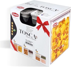 STEFANPLAST Sada 3 obdĺžnikových nádob Tosca, priehľadné/šedé