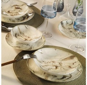 24-dielna jedálenská súprava, biela/hnedá, porcelán
