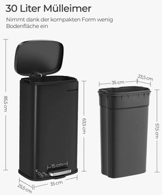 Odpadkový kôš 30 l SONGMICS LTB03BK