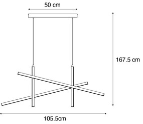 Dizajnové závesné svietidlo X čierne so zlatom vrátane LED s 3-stupňovým stmievaním - Joy