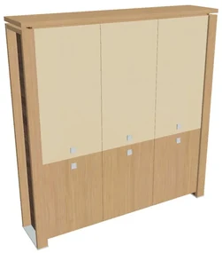 Vysoká skriňa Verno+ 200 x 46 x 210 cm, kombinované dvere, dub svetlý / vanilka