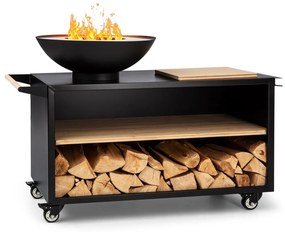 Blumfeldt Savage 2.0 Wide, ohnisko s grilom, bambusová doska na krájanie, ochranný kryt