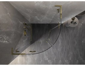 Mexen Lunar, L výklopný polkruhový sprchový kút 80 x 80 cm, 8mm číre sklo, zlatý profil, 833L-080L-080P-50-00