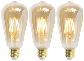 Sada 3 stmievateľných LED žiaroviek E27 ST64 Goldline 5W 380lm 2200K