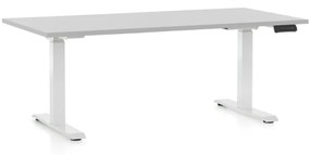 Výškovo nastaviteľný stôl OfficeTech D, 160 x 80 cm, biela podnož, svetlo sivá