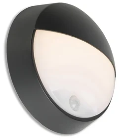 Vonkajšia nástenná lampa čierna vrátane LED s pohybovým senzorom IP54 - Hortus