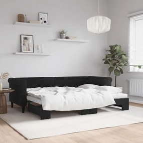 Denná posteľ s rozkladacou posteľou čierna 80x200 cm zamat 3197768