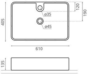 Bathco 4161 - Umývadlo na dosku CIRCUS 61x40,5 cm porcelán/béžová