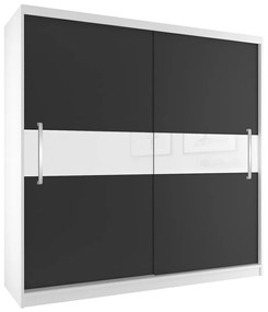 Šatníková skriňa 200 cm Belini biely mat / čierny mat s posuvnými dverami  SI SZP1/2/W/B/W/UU