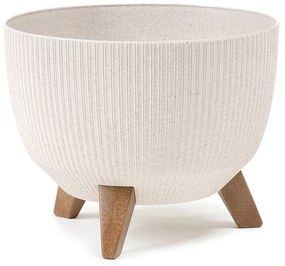 PLASTOVÝ KVETINÁČ ROSA LINEA ECO SADA 2KS 15X24,3 CM+18,3X29,2 CM KRÉMOVÁ