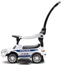 Detské odrážadlo so zvukom a vodiacou tyčou Baby Mix POLICE biele