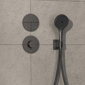 Hansgrohe ShowerSelect Comfort S, termostat pod omietku pre 1 spotrebič a ďalší výtok, kartáčovaný čierny chróm, HAN-15562340