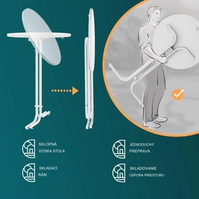 InternetovaZahrada Skladací barový stôl Ø70 cm - biely