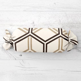 Biante Vankúš valec bonbon Sandra SA-558 Hnedé hexagóny na krémovom 15x80 cm