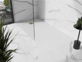 Mexen Stone+, štvorcová vanička z minerálneho kompozitu 180 x 100 cm, biela, zlatá lesklá krytka, 44101018-G
