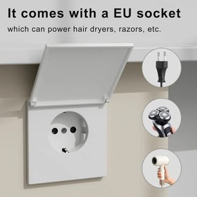 Erga Hana, zrkadlová galérka s LED osvetlením 80x70cm s integrovanou zásuvkou, biela, ERG-V05-HANA-8070-WH