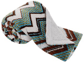 Obojstranná baránková deka, biela, farebný vzor, 200x220, ANATH