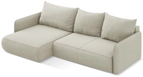 Krémovobiela rozkladacia/s úložným priestorom rohová pohovka (ľavý roh) Nanea – Makamii