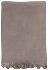 Taupe bavlnený pléd / prehoz s třásňovitým lemom Amiens - 130 * 170 cm