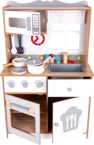 Veľká drevená kuchynka ECOTOYS so 16 doplnkami