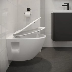 Cersanit Moduo, System50 MECH podomietkový rám + závesná wc misa Moduo Plus CleanOn + čierne tlačidlo MOVI II, S701-766