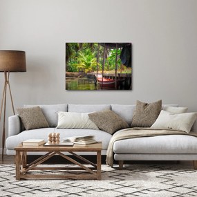 Obraz - Drevená loď na kanáli, Thajsko (70x50 cm)