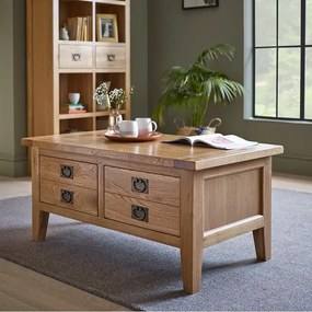 Konferenčný stolík do obývačky s 2 zásuvkami, 120x70x50 cm