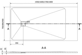 Mexen Bert, SMC obdĺžniková sprchová vanička 180 x 90 cm, čierna, 4K709018