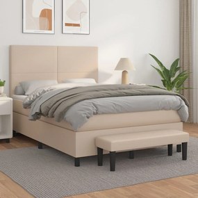 Boxspring posteľ s matracom kapučínová 140x200 cm umelá koža 3137550
