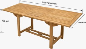 DEOKORK Záhradný obdĺžnikový stôl MONTANA 160/210 x 90 cm (teak)