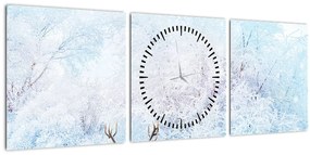 Obraz majestátneho jeleňa (s hodinami) (90x30 cm)