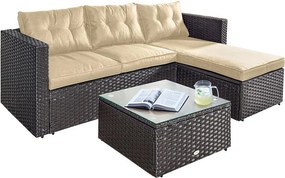 Rohová ratanová súprava Avenberg ELISE - hnedá/béžová