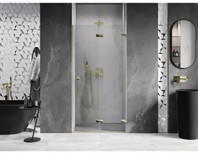 Mexen, Mexen Lunar-F pravé skladacie sprchové dvere 95 cm, transparentné, zlaté - 836-095-000-50-00-P