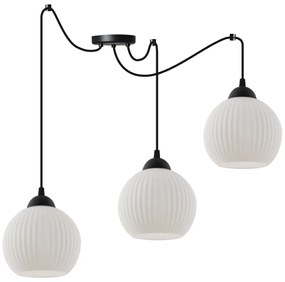 Závesné svietidlo Riffle Round Spider, 3x biele sklenené tienidlo, b