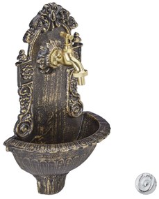 Záhradná retro fontána na stenu Relaxdays RD28965 – hnedá, hliníková, 40 cm